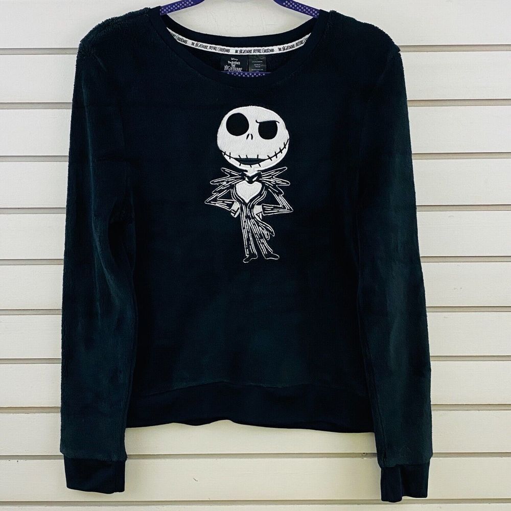 Womens S Nightmare Before Christmas Jack Skellington Black Fleece Pullover Flaws